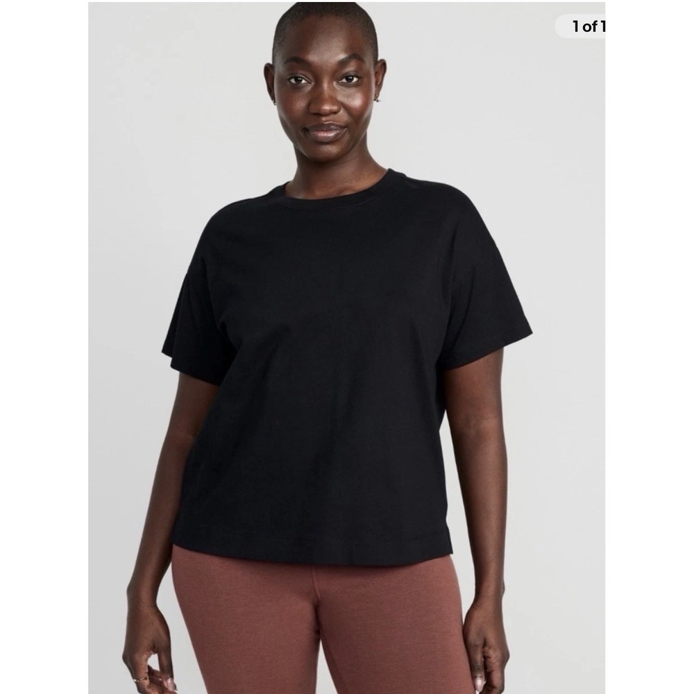 Old Navy Women's Vintage Crew-Neck T-Shirt Short Sleeve Tee Black XXL New NWT